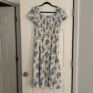 LOFT Floral Blue Midi Dress